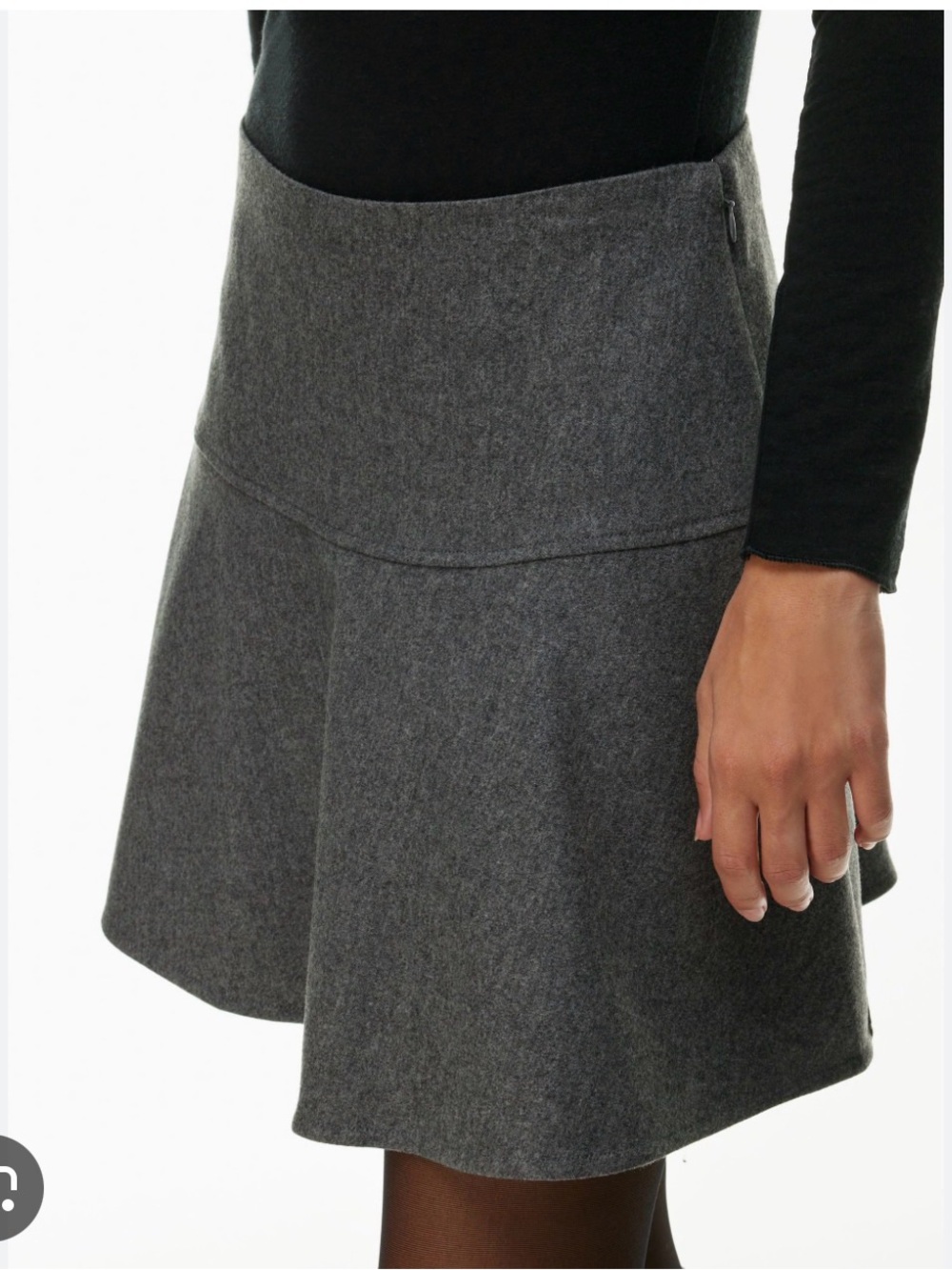 Aritzia Wilfred Dark Charcoal Skater Clove Skirt Wool and Cashmere blend NWT